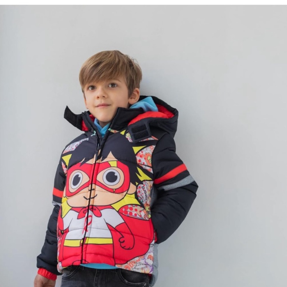 RYAN'S WORLD Red Titan Zip Up Winter Coat Puffer Jacket Little Kid size 5